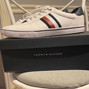 Tommy Hilfiger White Sneakers with Red and Navy Stripes Men’s 13